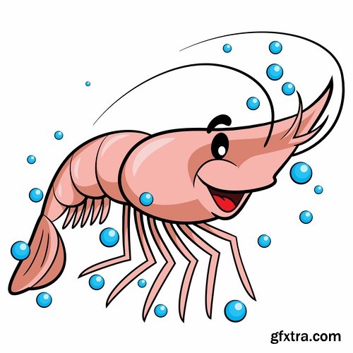 Collection prawn shrimp seafood menu vector image 25 EPS