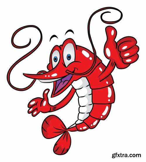 Collection prawn shrimp seafood menu vector image 25 EPS