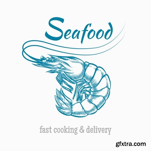 Collection prawn shrimp seafood menu vector image 25 EPS