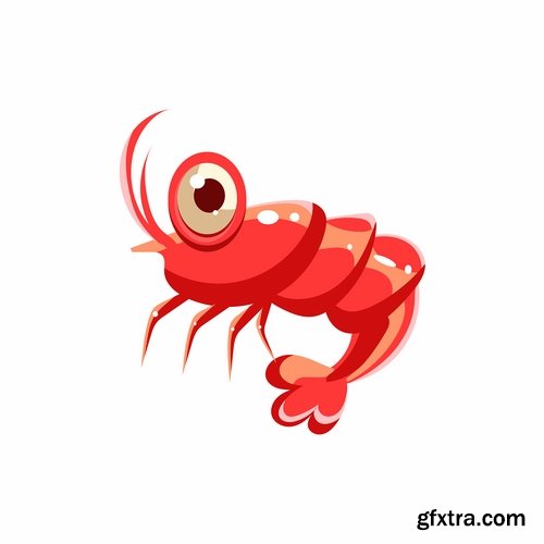 Collection prawn shrimp seafood menu vector image 25 EPS