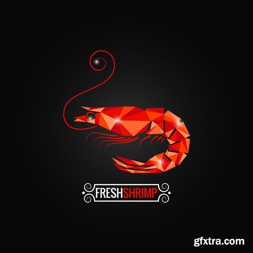 Collection prawn shrimp seafood menu vector image 25 EPS