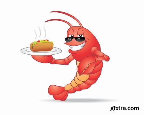 Collection prawn shrimp seafood menu vector image 25 EPS