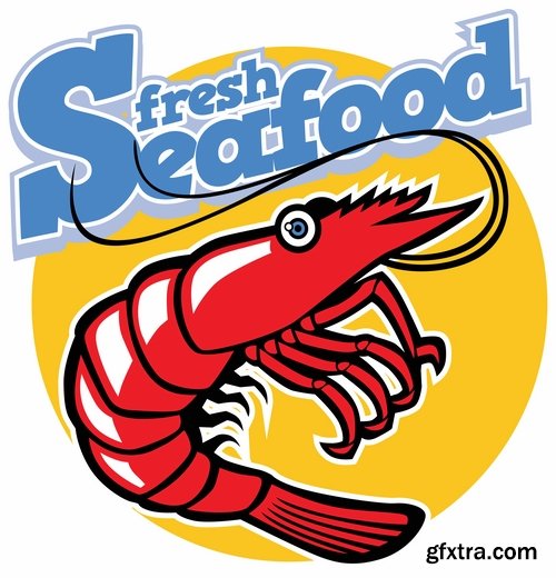 Collection prawn shrimp seafood menu vector image 25 EPS