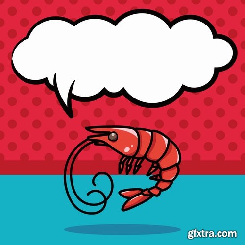 Collection prawn shrimp seafood menu vector image 25 EPS