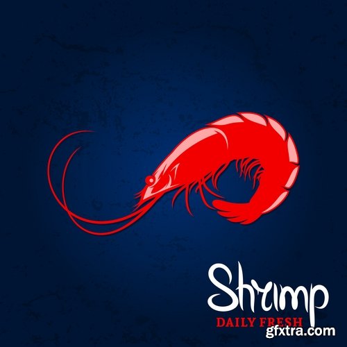 Collection prawn shrimp seafood menu vector image 25 EPS