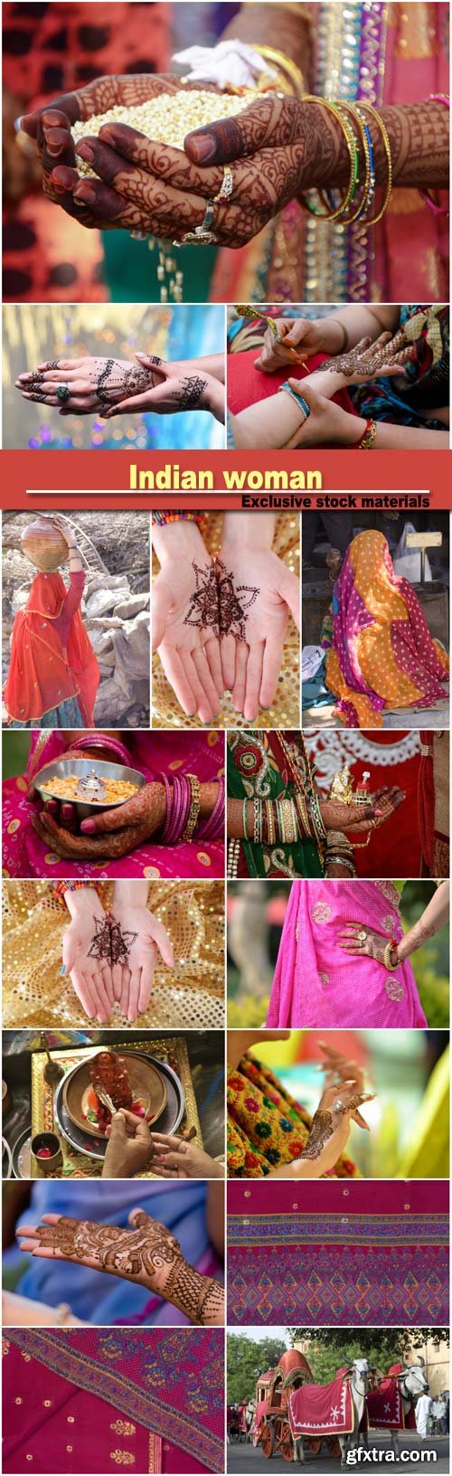 Indian woman painted with henna on hands