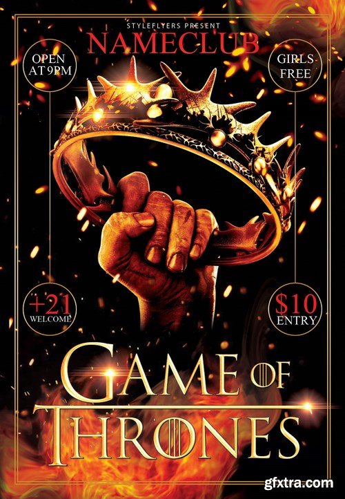 Game of Thrones Party PSD Flyer Template + Facebook Cover