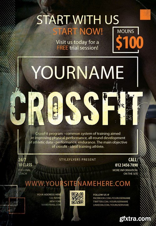 Crossfit PSD Flyer Template + Facebook Cover