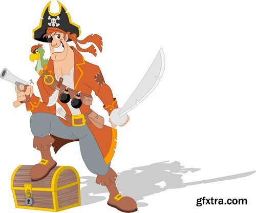 Cartoon pirates with funny animals 10X EPS