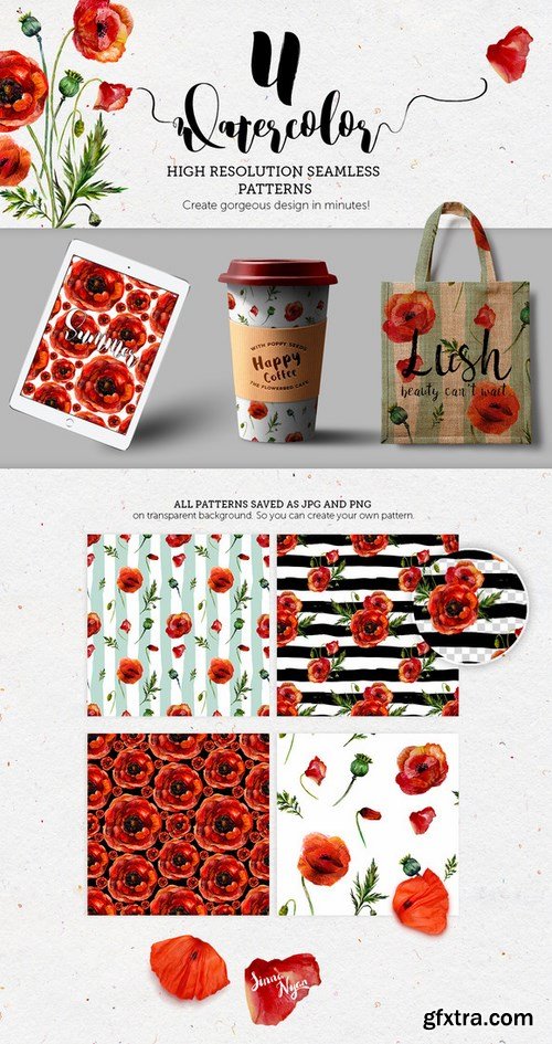 CM - Poppy Mania Watercolor Clip Art Set 689916