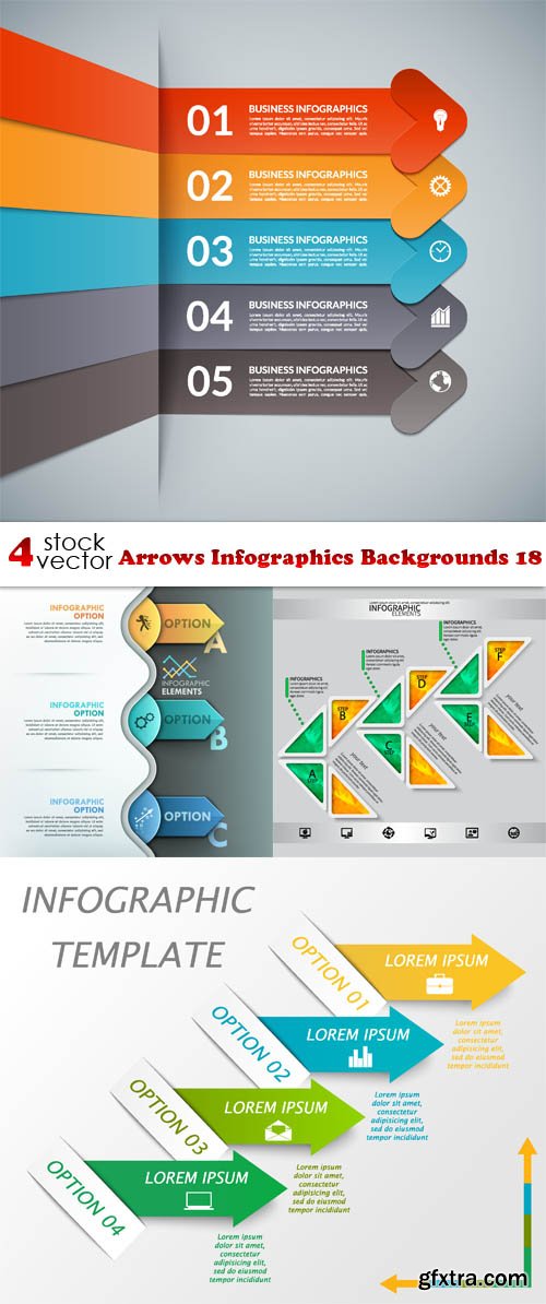 Vectors - Arrows Infographics Backgrounds 18