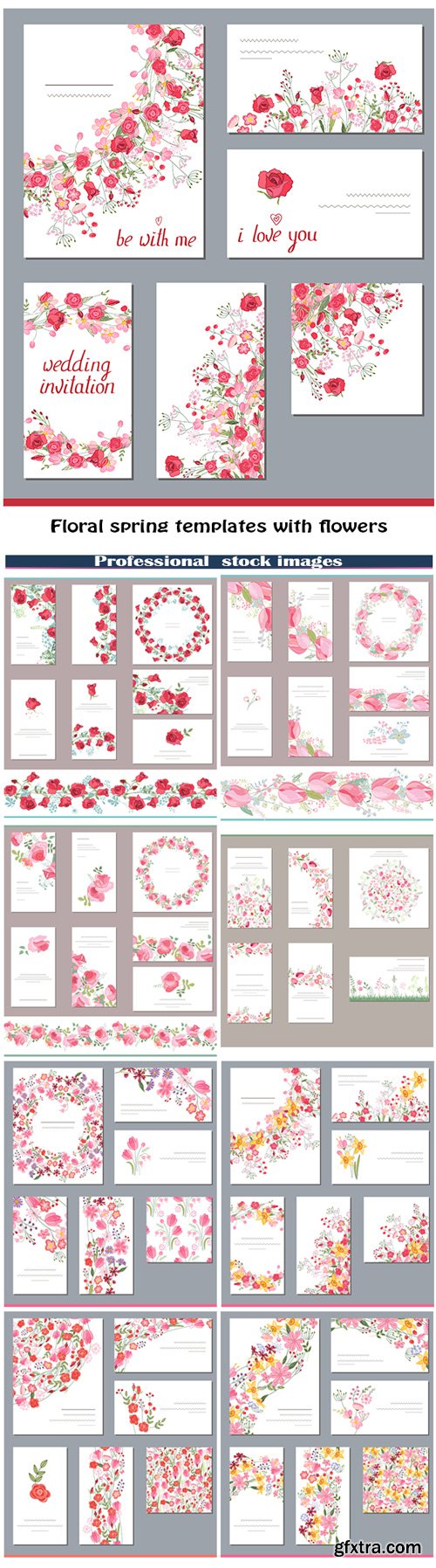 Floral spring templates with flowers