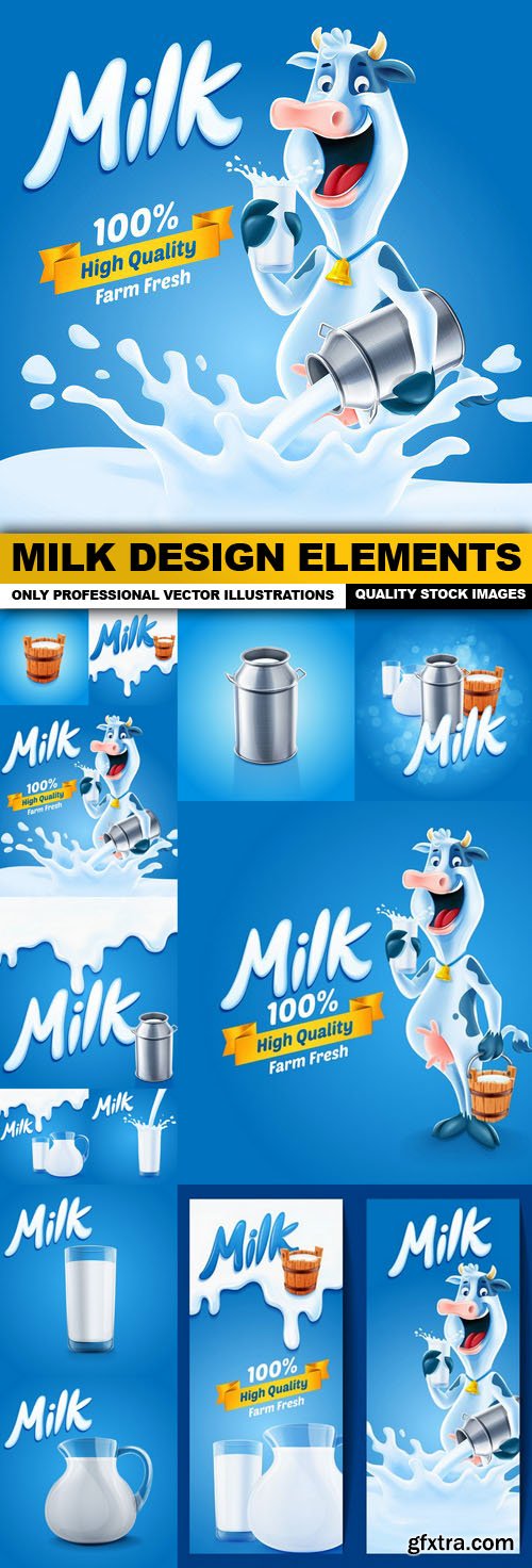 Milk Design Elements - 12 Vector