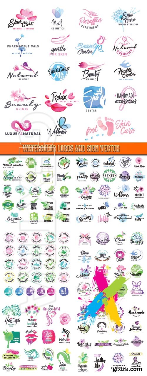 Watercolor logos and sign vector