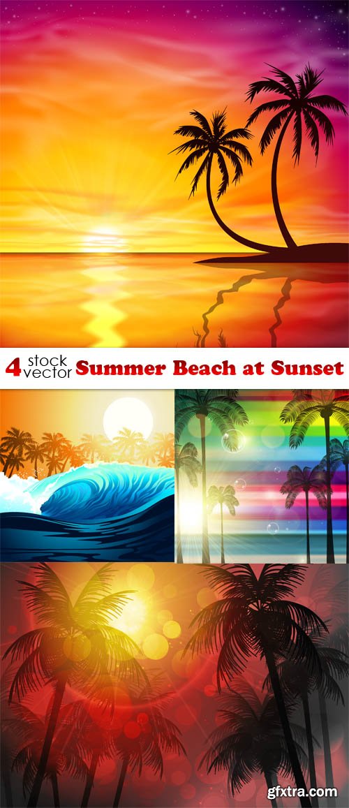 Vectors - Summer Beach at Sunset