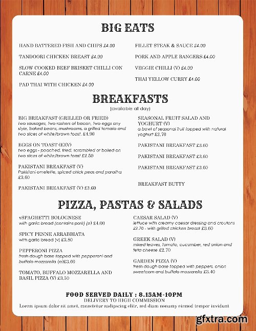 CreativeMarket Restaurant Menu 702147