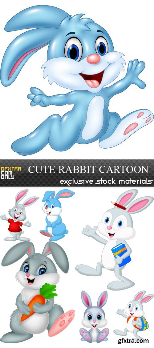 Cute Rabbit Cartoon - 7 EPS