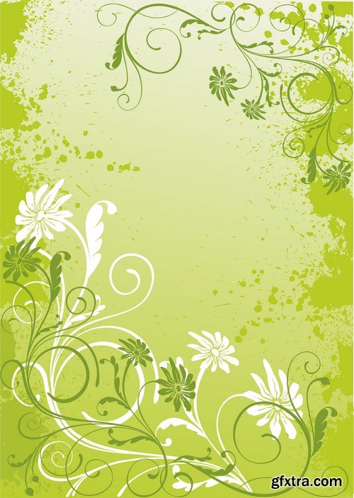 grunge floral background 7X EPS