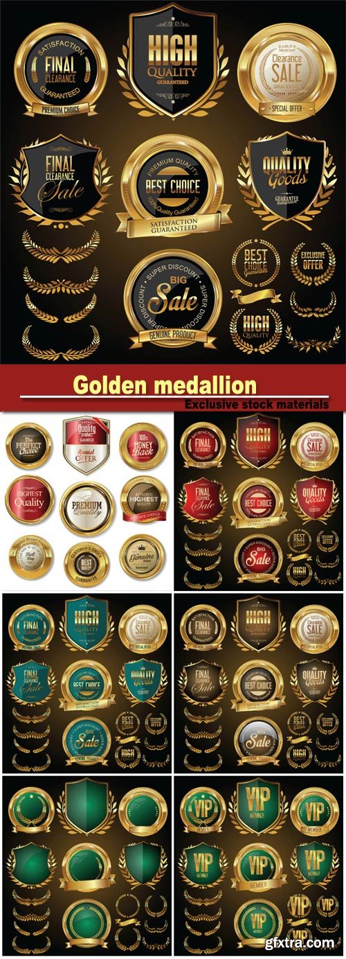 Golden medallion with laurel wreath collection