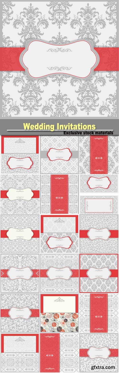 Wedding Invitations, vector backgrounds with patterns