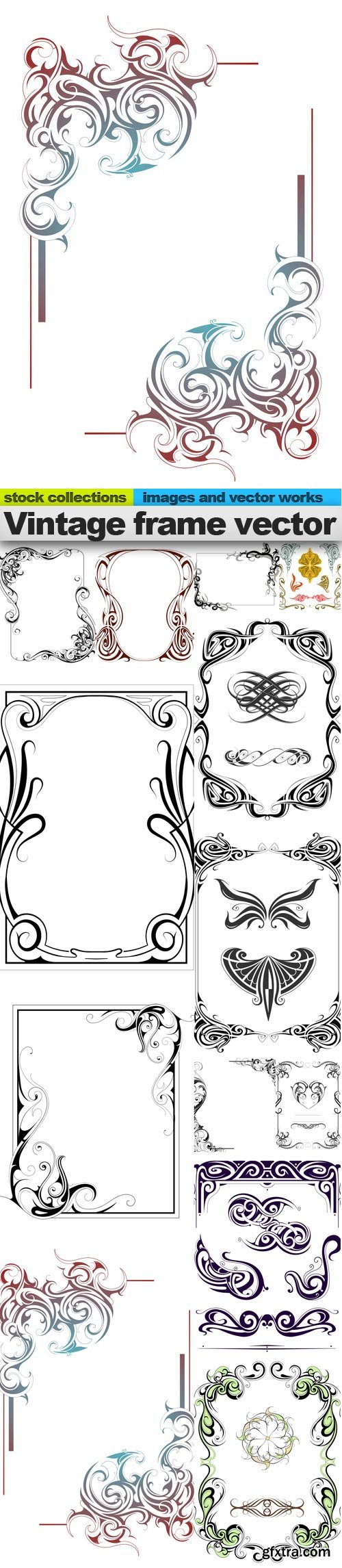 Vintage frame vector, 15 x EPS