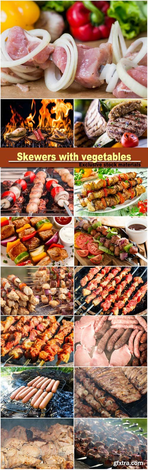 Skewers with vegetables, barbecue