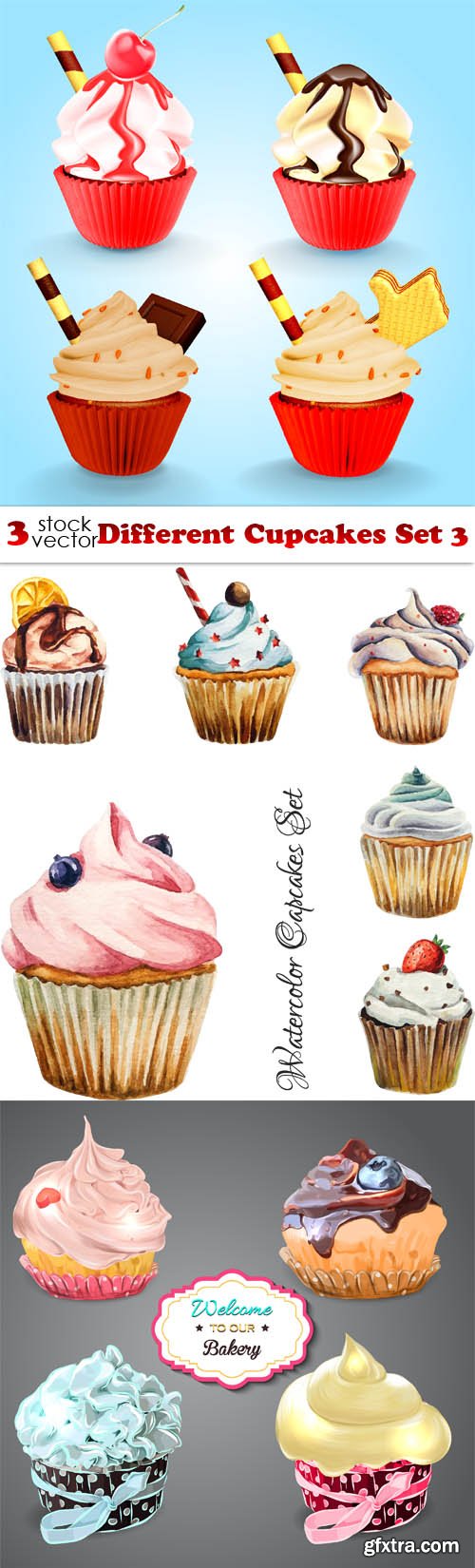 Vectors - Different Cupcakes Set 3