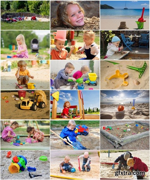 Collection of children child in a sandbox toys 25 HQ Jpeg