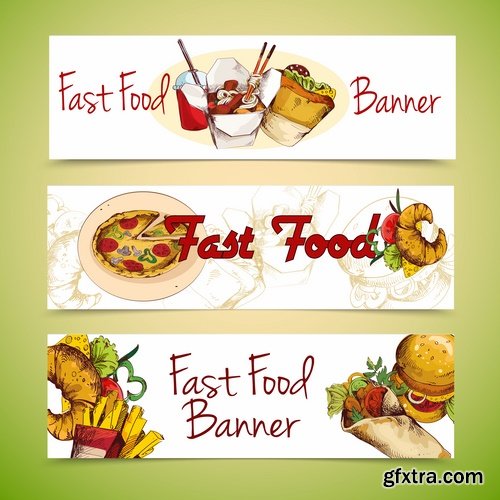 Collection of banner meal menu nutrition plate signboard flyer 25 EPS