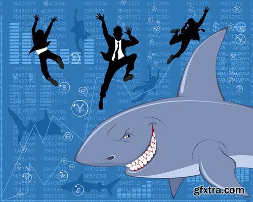 Business concept with sharks 1-5xJPEGs