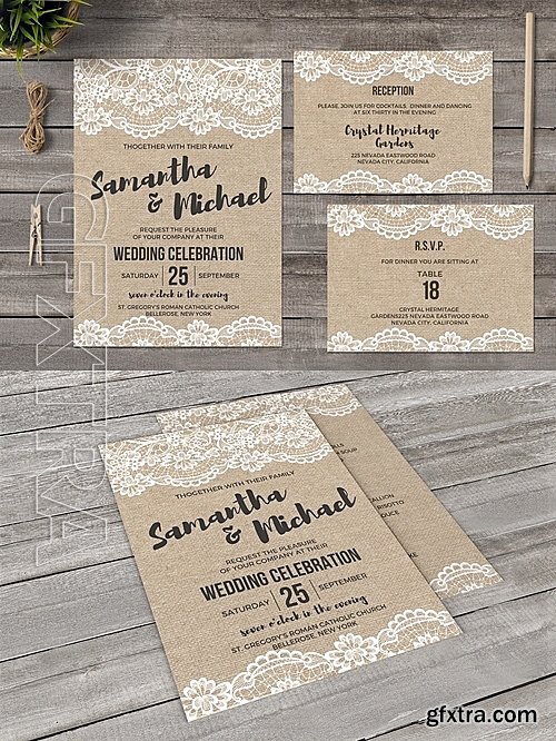 CM - Burlap and Lace Wedding Invitations 703387