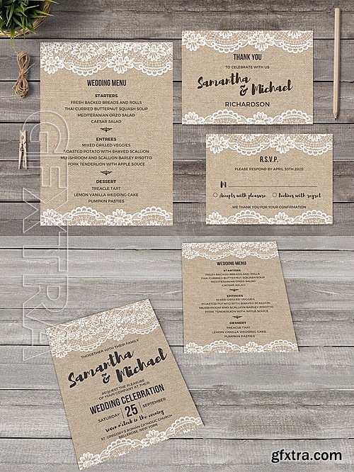 CM - Burlap and Lace Wedding Invitations 703387