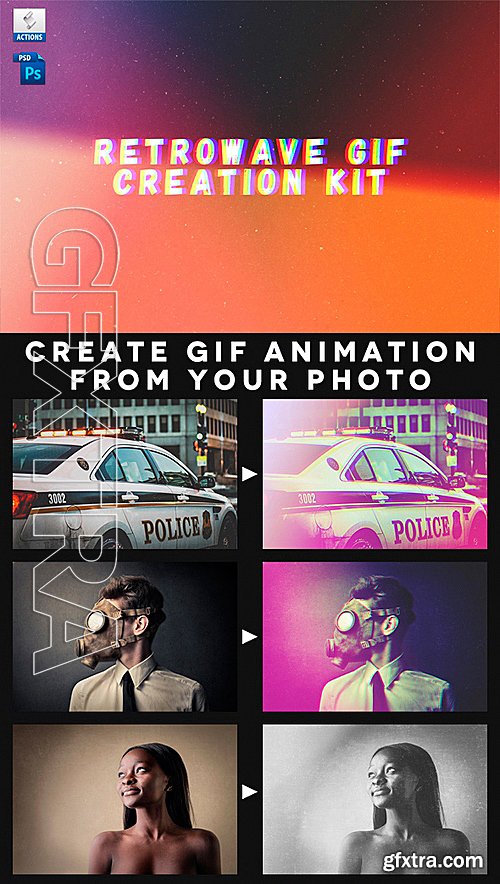 GraphicRiver - Retrowave Gif Creation Action 16183978