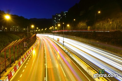 Collection of night city lights glimmer of urban transport 25 HQ Jpeg