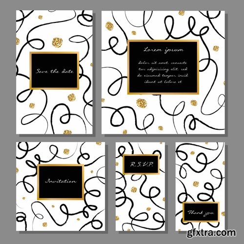 Collection of gift card invitation birthday banner flyer business card 25 EPS