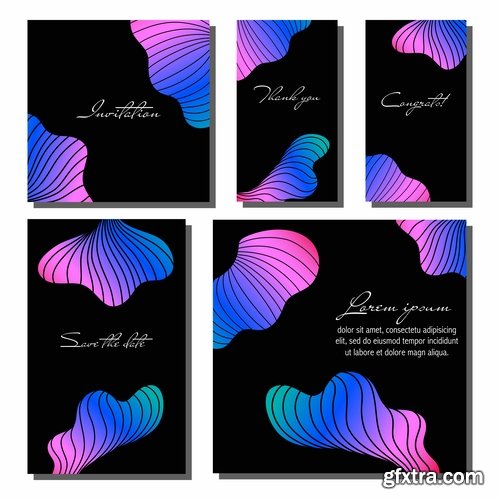 Collection of gift card invitation birthday banner flyer business card 25 EPS