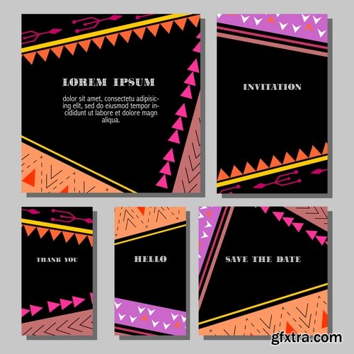 Collection of gift card invitation birthday banner flyer business card 25 EPS