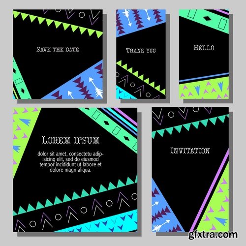 Collection of gift card invitation birthday banner flyer business card 25 EPS