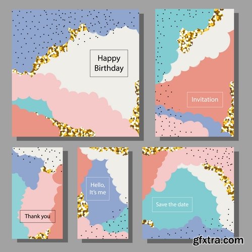 Collection of gift card invitation birthday banner flyer business card 25 EPS