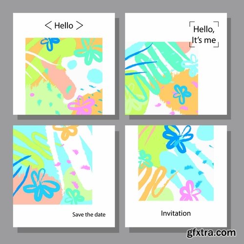 Collection of gift card invitation birthday banner flyer business card 25 EPS