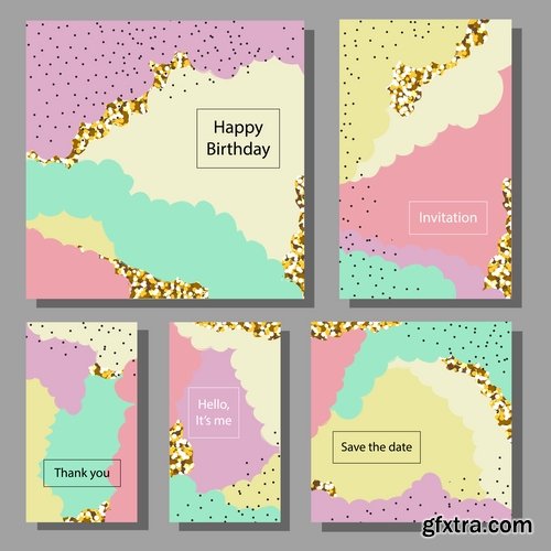 Collection of gift card invitation birthday banner flyer business card 25 EPS