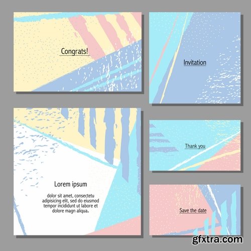Collection of gift card invitation birthday banner flyer business card 25 EPS