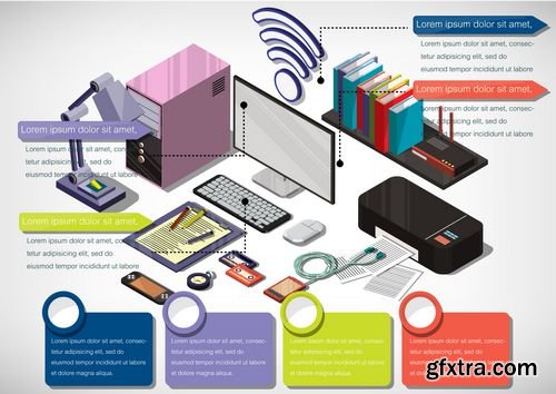 3d Isometric business elements collection