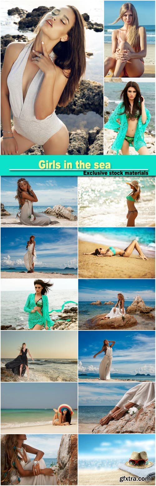 Girls in the sea, for summer vacation by the sea