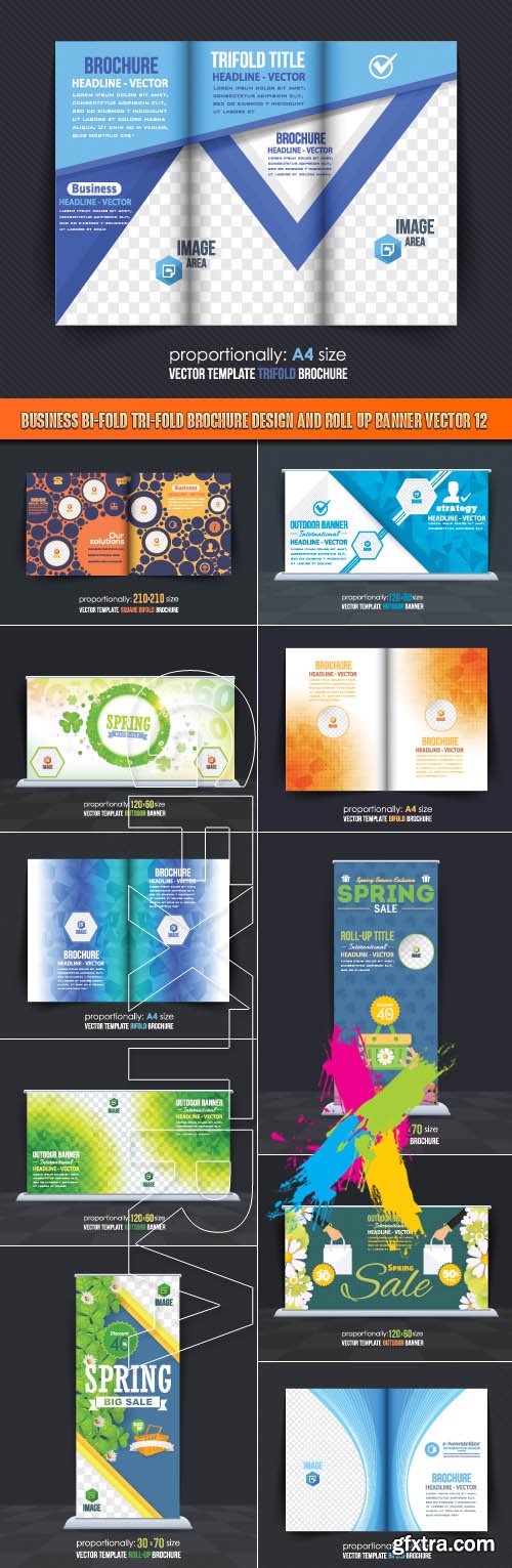 Business Bi-Fold Tri-Fold Brochure Design and Roll up banner vector 12