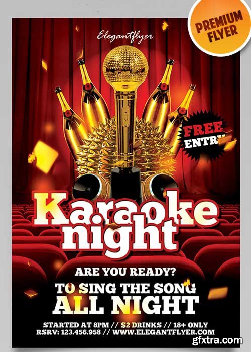 Karaoke Night V3 Flyer PSD Template + Facebook Cover