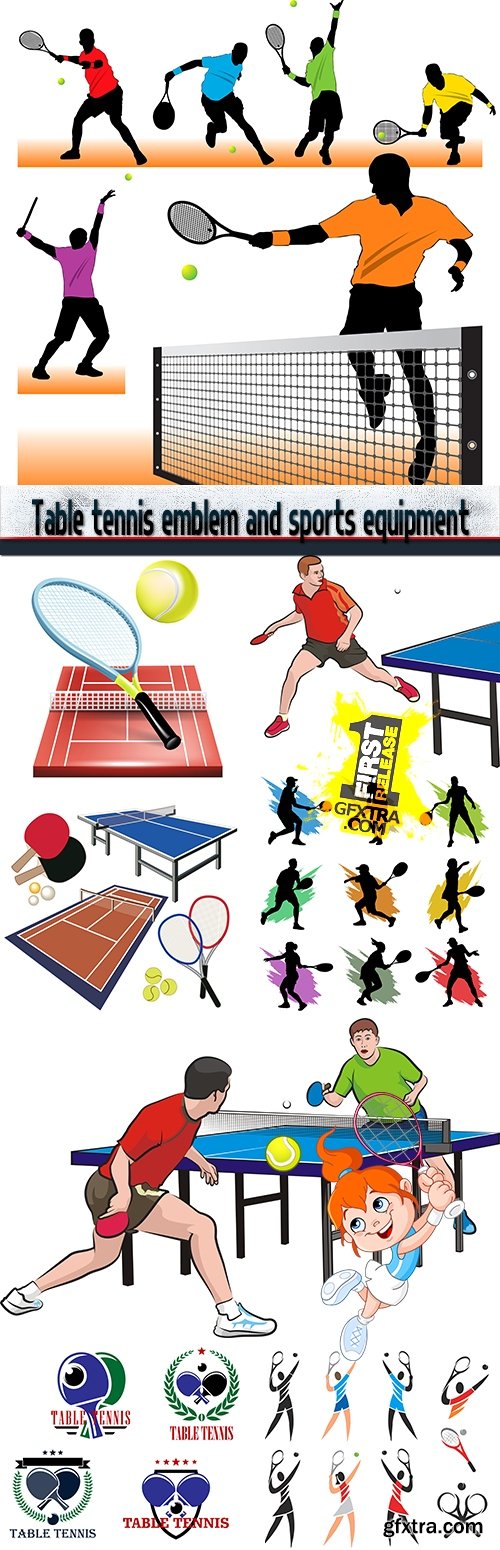 Table tennis emblem and sports equipment