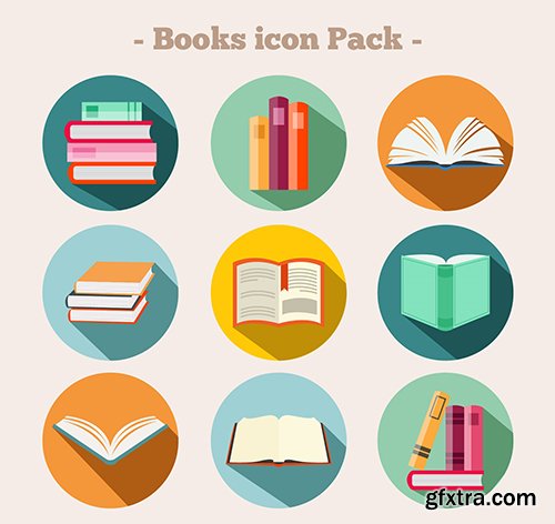 Ai, EPS Vector Icons - Round Books Icons 2016