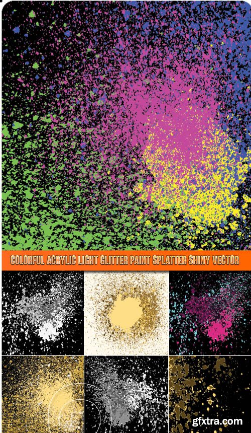 Colorful acrylic light glitter paint splatter shiny vector