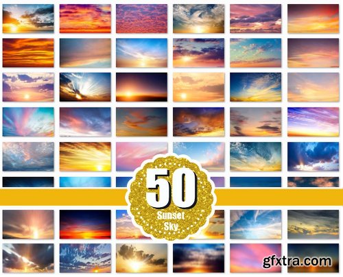 CreativeMarket 50 sunset sky Photoshop Overlays jpg 702369